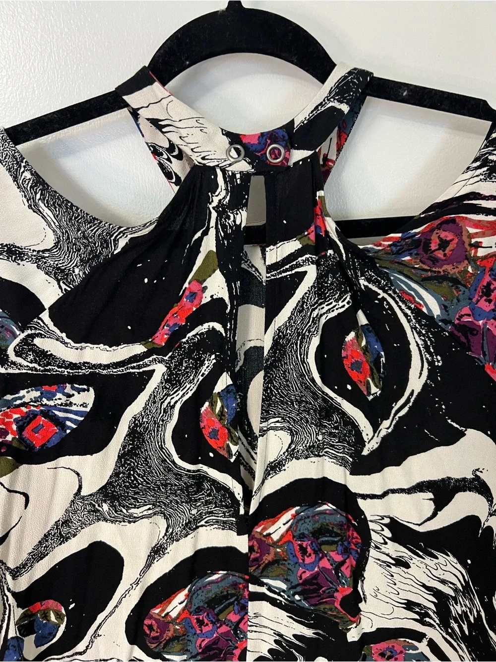 Free People Black & White Abstract Cutout Swing Top or Mini Dress Tunic Artsy